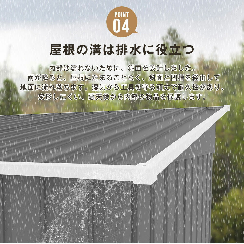物置 屋外 スチール物置 大型 倉庫 戸外収納庫 183×108×182cm 屋外収納庫 引き戸 施錠可能 換気口付き 補強フレーム付き 庭収納 ガーデン収納 防水 防さび スチール収納庫 床なし 屋外物置 グレー ライトグリーン 7日内出荷
