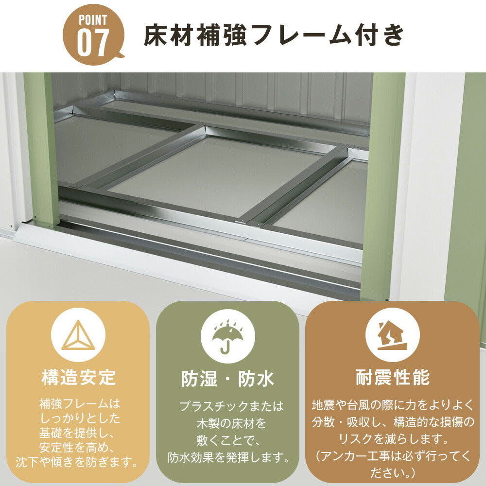 物置 屋外 スチール物置 大型 倉庫 戸外収納庫 183×108×182cm 屋外収納庫 引き戸 施錠可能 換気口付き 補強フレーム付き 庭収納 ガーデン収納 防水 防さび スチール収納庫 床なし 屋外物置 グレー ライトグリーン 7日内出荷