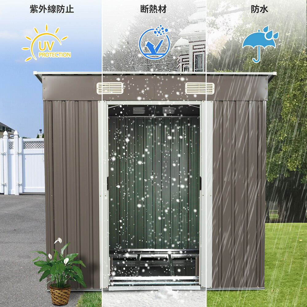 物置 屋外 大型 スチール物置 屋外収納庫 戸外収納庫 倉庫 幅195cm 収納庫 引き戸 両開きタイプ 床材設置用フレーム付き 換気口付き 防さび 防水 屋外収納 ガーデニング収納 ベランダ 庭 7日内出荷