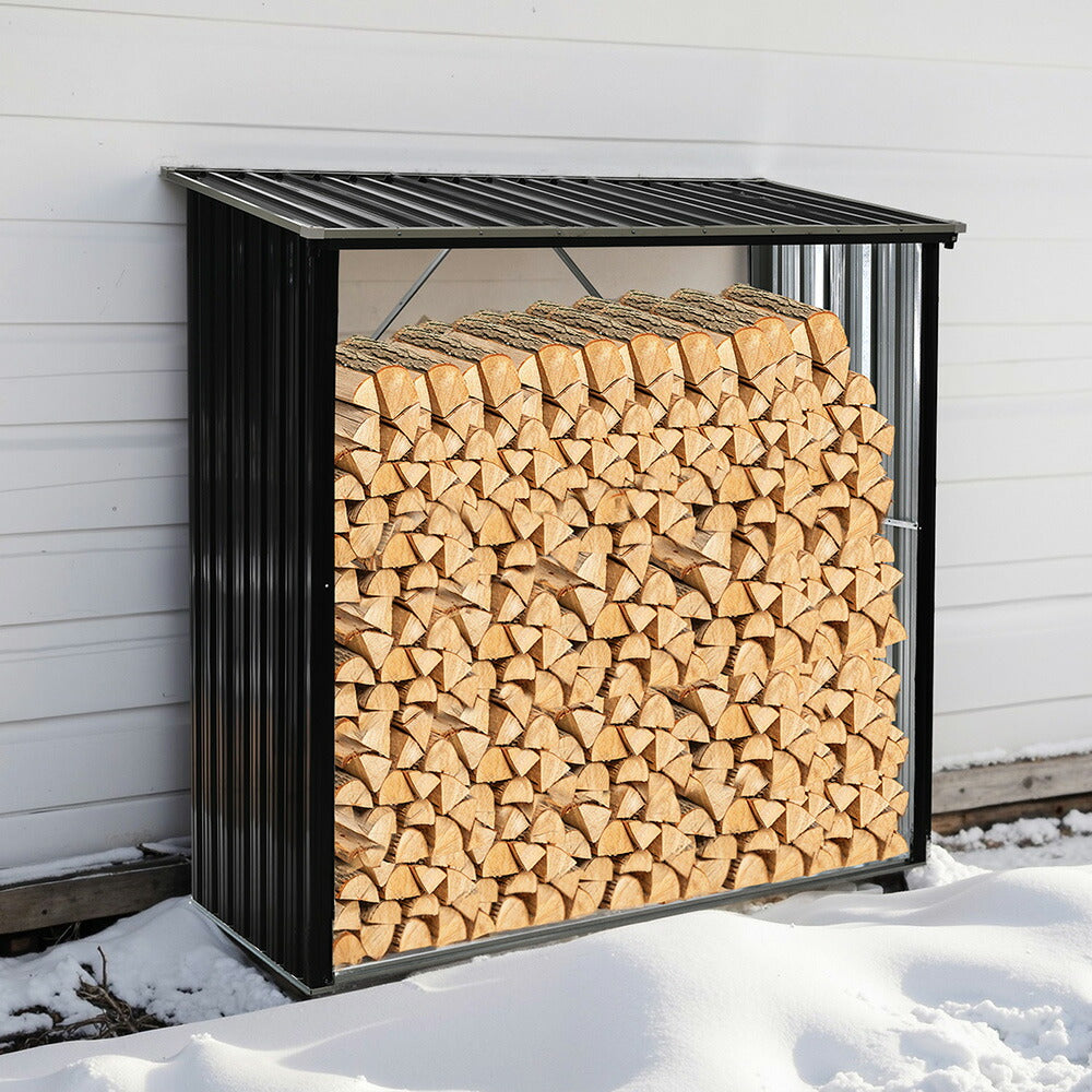 薪ラック 屋外 屋根付き 薪棚 スチール製 薪ストッカー 薪置き棚 薪収納ラック 耐荷重300kg 薪保管ラック 薪乾燥ラック アウトドア収納 焚き火 薪ストーブ収納 庭 7日内出荷