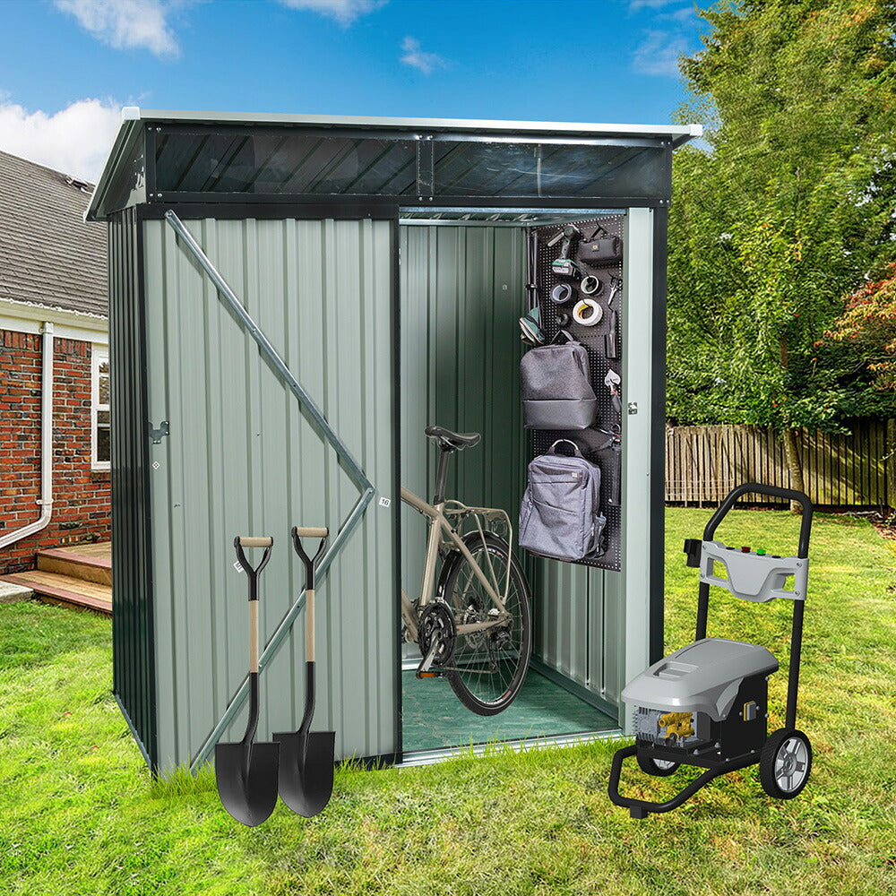 物置 屋外 スチール物置 屋外収納庫 戸外収納庫 幅164cm 奥行111cm 高181cm 収納庫 倉庫 換気口付き 防さび 防水 屋外収納 ガーデニング収納 ベランダ 庭 7日内出荷