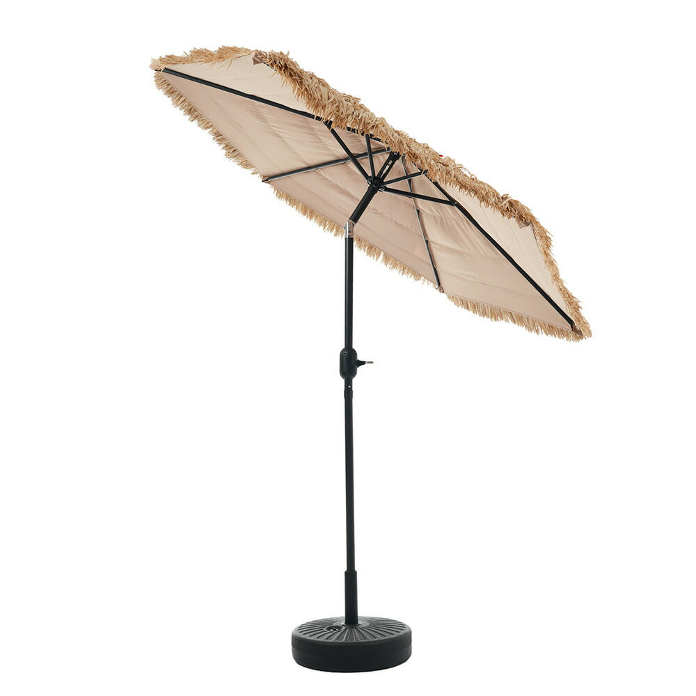 ハワイアンパラソル 直径220cm 大型パラソル ナチュラル わら調デザイン UPF30+紫外線対策 角度調整 チルト機能 撥水加工 レバー開閉 ガーデンパラソル 庭 テラス ビーチ プール キャンプ カフェ アウトドア 7日内出荷