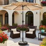 ハワイアンパラソル 直径220cm 大型パラソル ナチュラル わら調デザイン UPF30+紫外線対策 角度調整 チルト機能 撥水加工 レバー開閉 ガーデンパラソル 庭 テラス ビーチ プール キャンプ カフェ アウトドア 7日内出荷