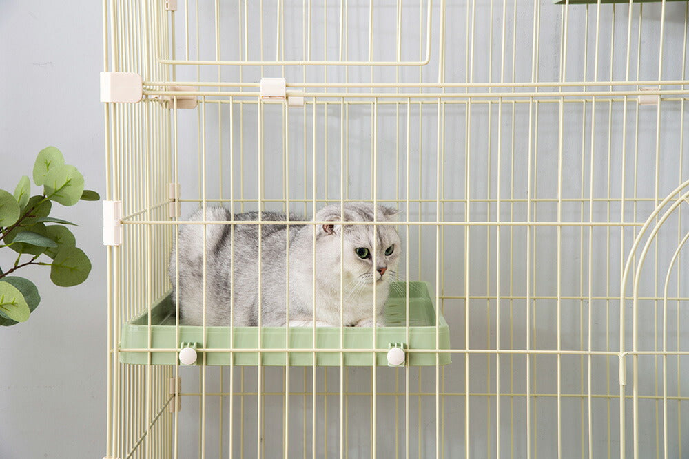 【グリーン/グレー】猫 ケージ キャットケージ 3段 猫ゲージ おしゃれ キャットハウス ネコ ハウス 多段 留守番 保護 脱走防止 多頭飼い 多頭 ペットケージ 7日内出荷