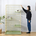 【グリーン/グレー】猫 ケージ キャットケージ 3段 猫ゲージ おしゃれ キャットハウス ネコ ハウス 多段 留守番 保護 脱走防止 多頭飼い 多頭 ペットケージ 7日内出荷