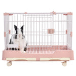 【ホワイト/ブラウン/ピンク/ベージュ】ウサギ ケージ 小型 ペットケージ ハムスターケージ 小動物ケージ キャスター付き 天井扉 飼育ケージ いぬ ネコ うさぎ 組立簡単 ルームケージ 小動物用 ウサギケージ 室内飼い スチール製 引き出しトイレ付