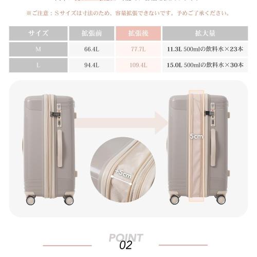 スーツケース ロック付き 機内持ち込み S M Lサイズ 軽量 静音 5色展開 キャリーケース キャリーバッグ 国内旅 修学旅行 海外旅行 出張 3泊 5泊 小型 大型 大容量 シンプル ビジネス ベージュ