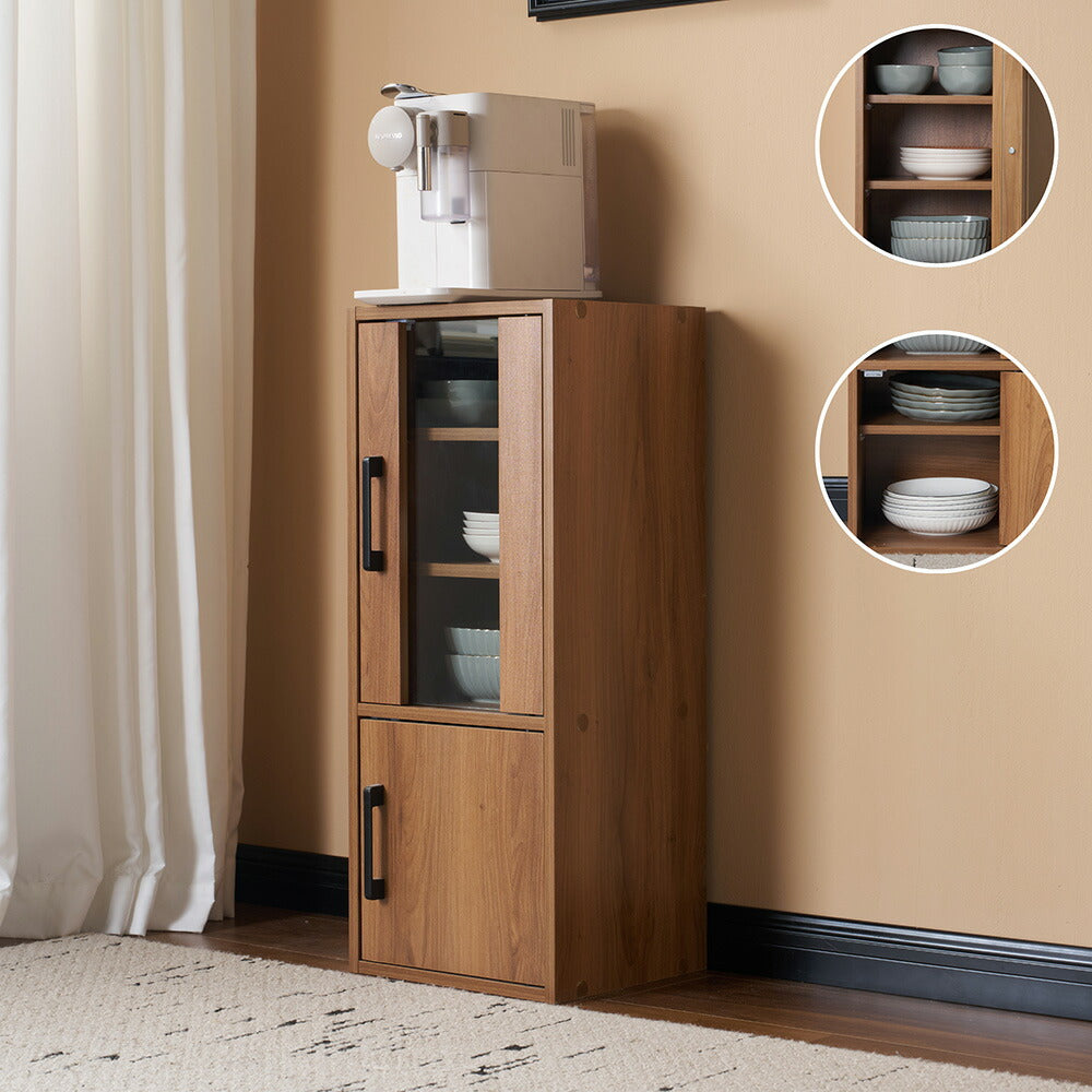 食器棚 コンパクト カップボード 飾り棚 棚 扉付き ガラス戸 ミニ食器棚 食器収納 おしゃれ 一人暮らし 一人暮らし部屋 サイドキャビネット キャビネット ロータイプ リビング ブックシェルフ 収納付き 高さ80cm 高さ120cm