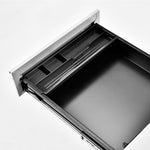 【完成品】デスクワゴン サイドワゴン サイドボード ラック ダイヤル錠 鍵付き キャスター付き 脇机 収納 大容量 3段 キャビネット スチール ホワイト 白 脇机 引き出し付き モダン オフィス デスクサイド