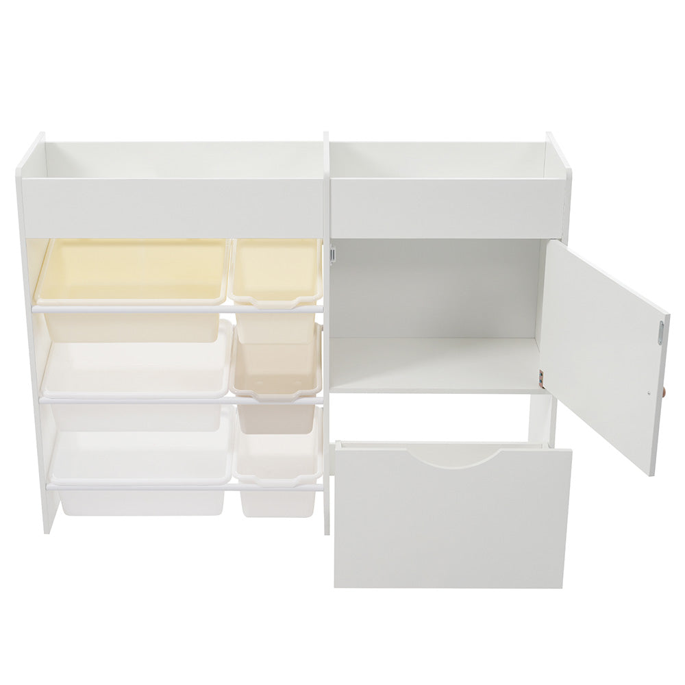 【簡単組立】キャビネット サイドボード 扉付き 引き出し付き おもちゃ収納 引き出し付き キャスター付き 整理棚 ホワイト 白 おしゃれ スリム リビング モダン 本棚 衣類収納 小物収納 スチールチェスト 韓国インテリア 北欧 子供部屋 寝室 玩具箱