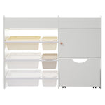 【簡単組立】キャビネット サイドボード 扉付き 引き出し付き おもちゃ収納 引き出し付き キャスター付き 整理棚 ホワイト 白 おしゃれ スリム リビング モダン 本棚 衣類収納 小物収納 スチールチェスト 韓国インテリア 北欧 子供部屋 寝室 玩具箱