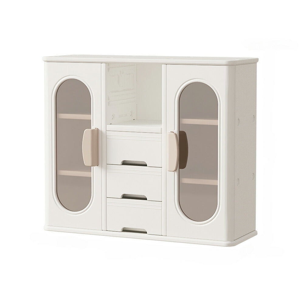 【簡単組立】キャビネット サイドボード 扉付き 引き出し付き 整理棚 ホワイト 白 おしゃれ スリム リビング モダン 棚 衣類収納 小物収納 組立式キッズラック スチールチェスト 韓国インテリア 北欧 子供部屋 寝室 7日内出荷