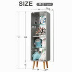 コレクションケース コレクションシェルフ コレクションケース キャビネット フィギュアケース 強化ガラス扉付き 4段 高さ調節可能 可動棚 スリム 収納 背面ミラー 棚 グレー 7日内出荷