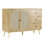 キャビネット サイドボード チェスト 引き出し付き 大容量 収納棚 リビング 収納 ローボード 収納チェスト 幅120 ヴィンテージ 3段 扉付き リビングボード おしゃれ 整理タンス 北欧 木目調 ラタン風 おしゃれ 寝室 キッチン ナチュラル