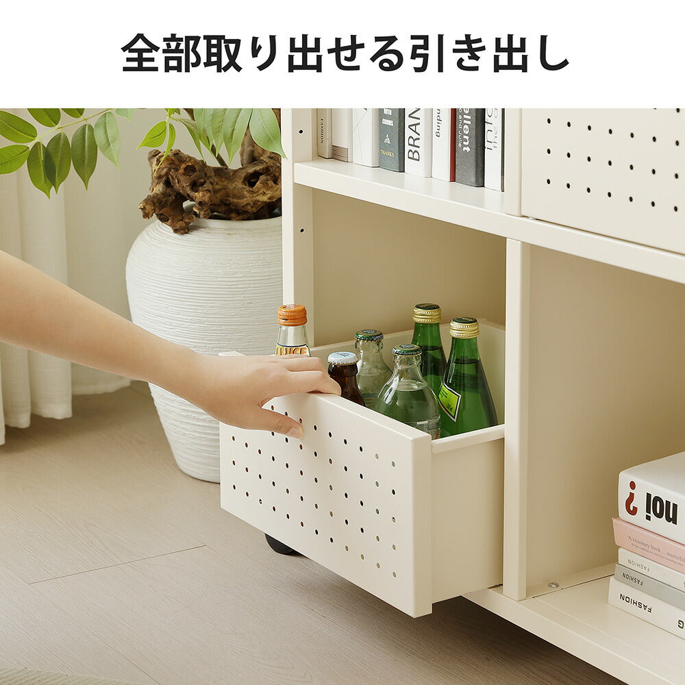 キャビネット サイドボード 扉付き キャスター付き スチール 金属製 アイボリー 白 おしゃれ スリム リビング モダン 棚 スチールチェスト 書類 韓国インテリア 北欧 子供部屋 寝室 マグネット活用可能