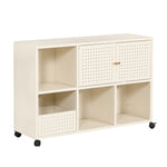 キャビネット サイドボード 扉付き キャスター付き スチール 金属製 アイボリー 白 おしゃれ スリム リビング モダン 棚 スチールチェスト 書類 韓国インテリア 北欧 子供部屋 寝室 マグネット活用可能