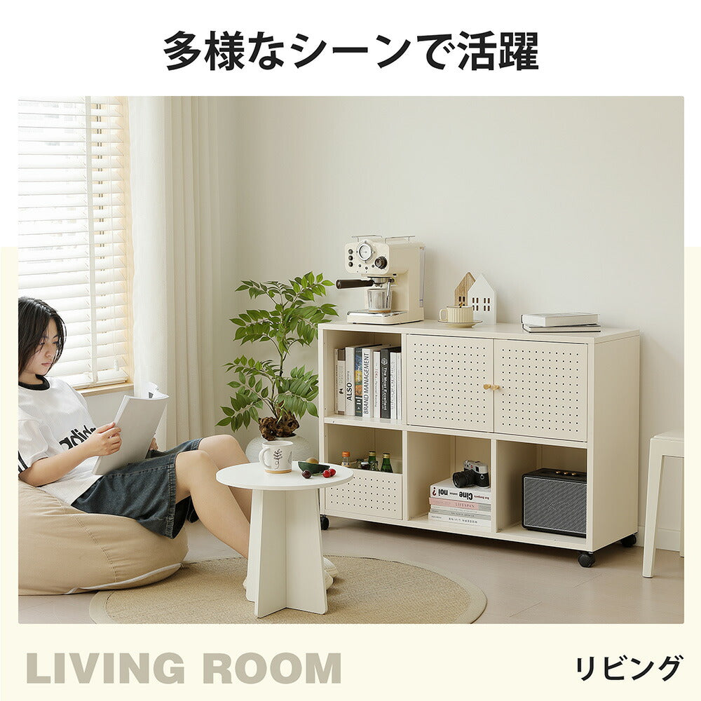 キャビネット サイドボード 扉付き キャスター付き スチール 金属製 アイボリー 白 おしゃれ スリム リビング モダン 棚 スチールチェスト 書類 韓国インテリア 北欧 子供部屋 寝室 マグネット活用可能