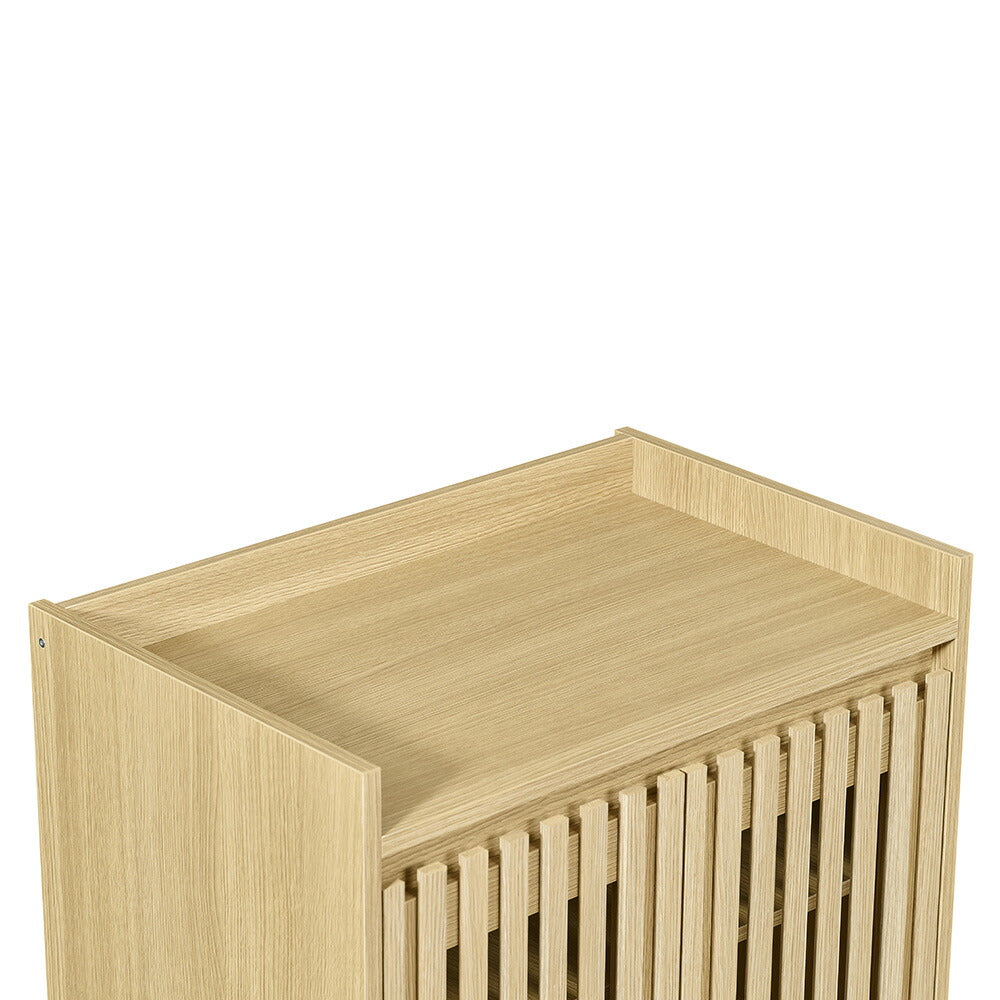 キャビネット サイドボード チェスト 木製 おしゃれ 扉付き 可動棚 縦格子扉 幅60cm 奥行39cm 高さ120cm 大容量 リビング ヴィンテージ 北欧 木目調 ウッド 家具 玄関 寝室 ナチュラル オーク色 7日内出荷