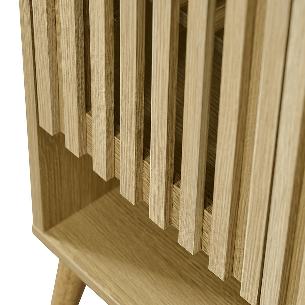 キャビネット サイドボード チェスト 木製 おしゃれ 扉付き 可動棚 縦格子扉 幅60cm 奥行39cm 高さ120cm 大容量 リビング ヴィンテージ 北欧 木目調 ウッド 家具 玄関 寝室 ナチュラル オーク色 7日内出荷