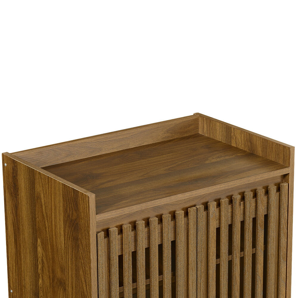 キャビネット サイドボード チェスト 木製 おしゃれ 扉付き 可動棚 縦格子扉 幅60cm 奥行39cm 高さ120cm 大容量 リビング ヴィンテージ 北欧 木目調 ウッド 家具 玄関 寝室 ウォルナットカラー 7日内出荷