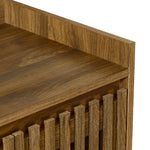 キャビネット サイドボード チェスト 木製 おしゃれ 扉付き 可動棚 縦格子扉 幅60cm 奥行39cm 高さ120cm 大容量 リビング ヴィンテージ 北欧 木目調 ウッド 家具 玄関 寝室 ウォルナットカラー 7日内出荷