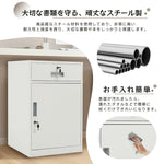 【完成品】デスクワゴン サイドワゴン サイドボード ラック 鍵付き 扉付き 脇机 収納 キャビネット ホワイト 白 引き出し付き モダン オフィス デスクサイド 7日内出荷