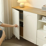 キャビネット サイドボード チェスト 引き出し付き ホワイト アイボリー 白 大容量 収納棚 リビング 収納 モダン 扉付き リビングボード オープン おしゃれ 整理タンス 北欧 韓国風 おしゃれ 寝室 子供部屋 幅118cm 奥行35cm 高さ82cm 2Way仕様天板 可愛い