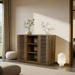 キャビネット サイドボード チェスト 木製 おしゃれ 扉付き 可動棚 横格子扉 幅88cm 幅120cm 大容量 リビング ヴィンテージ 北欧 木目調 家具 玄関 寝室 ナチュラル ウォルナットカラー