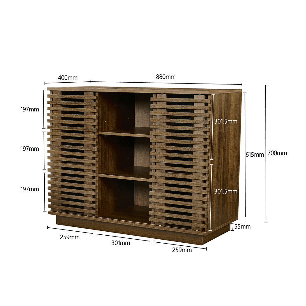 キャビネット サイドボード チェスト 木製 おしゃれ 扉付き 可動棚 横格子扉 幅88cm 幅120cm 大容量 リビング ヴィンテージ 北欧 木目調 家具 玄関 寝室 ナチュラル ウォルナットカラー