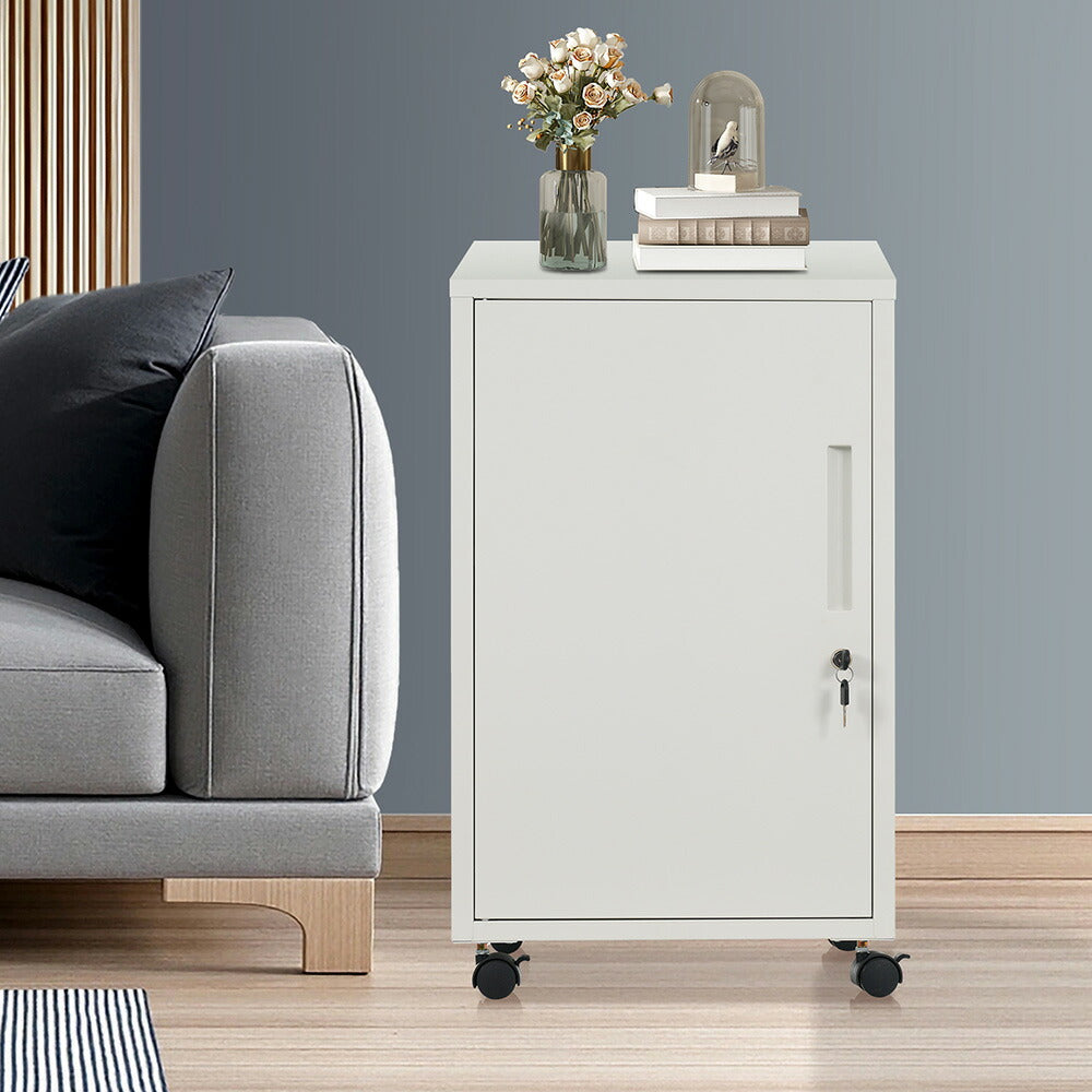 デスクワゴン サイドワゴン サイドボード ロッカー 鍵付き キャスター付き 収納 A4 キャビネット ホワイト 白 脇机 引き出し付き モダン オフィス デスクサイド 事務所 会社 店舗 病院 学校 更衣室 業務用 7日内出荷