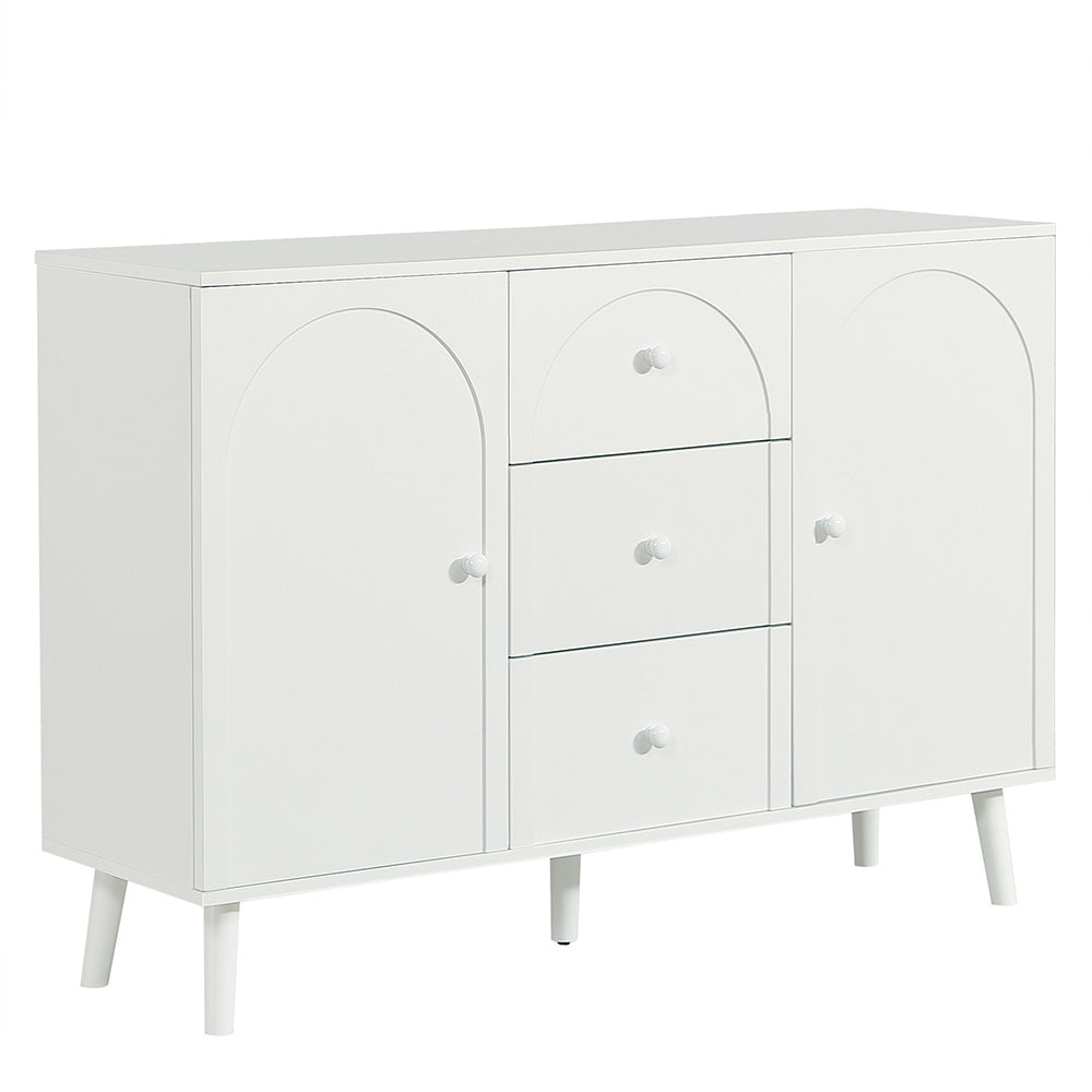 キャビネット サイドボード チェスト 引き出し付き ホワイト アイボリー 白 大容量 収納棚 リビング 収納 モダン 扉付き リビングボード おしゃれ 整理タンス 北欧 韓国風 おしゃれ 寝室 子供部屋 幅118cm 奥行35cm 高さ82cm 2Way仕様天板 可愛い