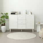 キャビネット サイドボード チェスト 引き出し付き ホワイト アイボリー 白 大容量 収納棚 リビング 収納 モダン 扉付き リビングボード おしゃれ 整理タンス 北欧 韓国風 おしゃれ 寝室 子供部屋 幅118cm 奥行35cm 高さ82cm 2Way仕様天板 可愛い