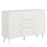 キャビネット サイドボード チェスト 引き出し付き ホワイト アイボリー 白 大容量 収納棚 リビング 収納 モダン 扉付き リビングボード おしゃれ 整理タンス 北欧 韓国風 おしゃれ 寝室 子供部屋 幅118cm 奥行35cm 高さ82cm 2Way仕様天板 可愛い