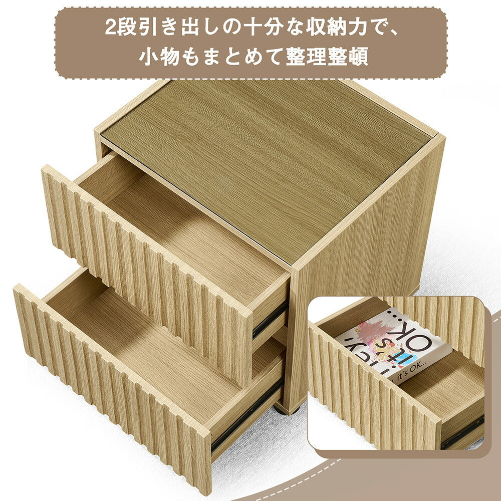 【完成品】チェスト サイドテーブル キャビネット ルーバーデザイン 縦格子 木目調 収納 引き出し リビング インテリア 家具 北欧 モダン 和風 おしゃれ スタッキング ヴィンテージ 寝室 7日内出荷