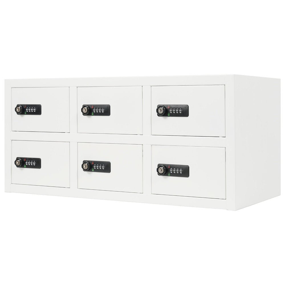 【完成品】貴重品ロッカー 6人用 鍵付き収納 小型 貴重品 金庫 セキュリティキャビネット ホワイト 白 2段 ダイヤル錠 小物収納 管理キー付き 防犯 貴重品入れ オフィス 事務所 更衣室 学校 業務用 おしゃれ キャビネット スチール