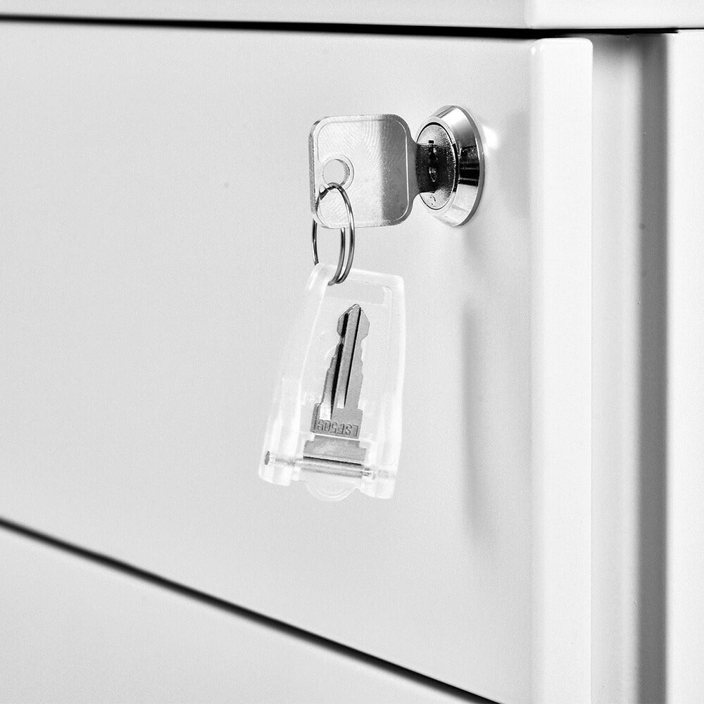 【完成品】デスクワゴン サイドワゴン サイドボード ラック 鍵付き キャスター付き 脇机 収納 A4 キャビネット ホワイト 白 脇机 引き出し付き モダン オフィス デスクサイド