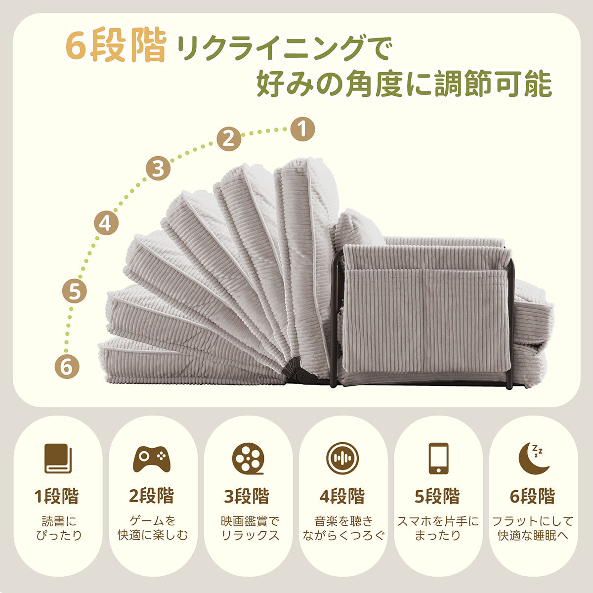 ソファーベッド コンパクト 幅62 3way リクライニング ローソファ 1人掛け 座椅子 ソファー 一人用 ソファ ベッド カウチソファ ソファベッド ハイバック フラット 折りたたみ 車 車中泊 おしゃれ フロアチェア 可愛い 1P グレー