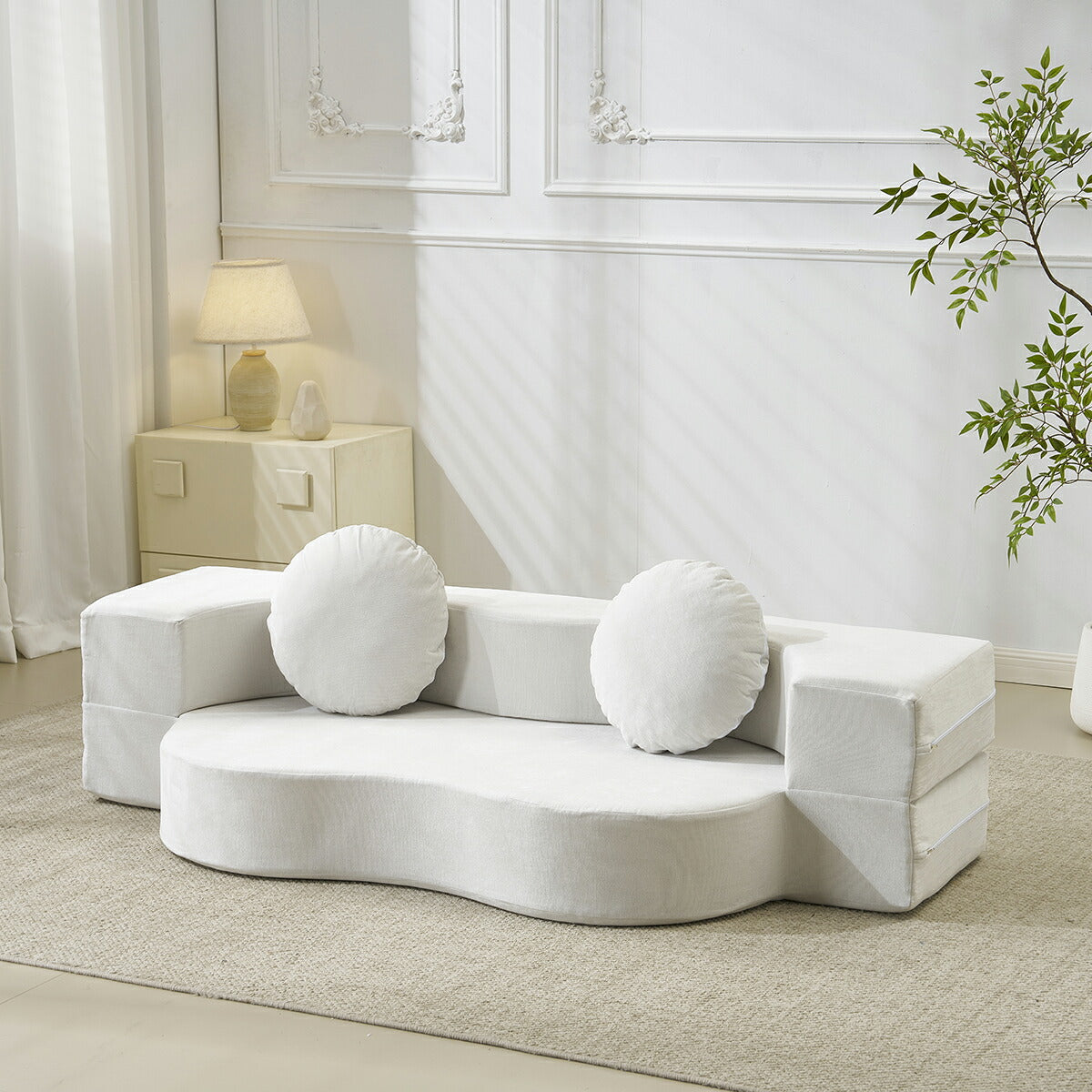 ソファーベッド カウチソファ 2人掛けソファ ソファ ソファー 折りたたみ 2人掛け ローソファ コンパクト ソファベッド リクライニング 2人掛け ローソファー カウチソファー リビングソファ ホワイト 韓国風 完成品