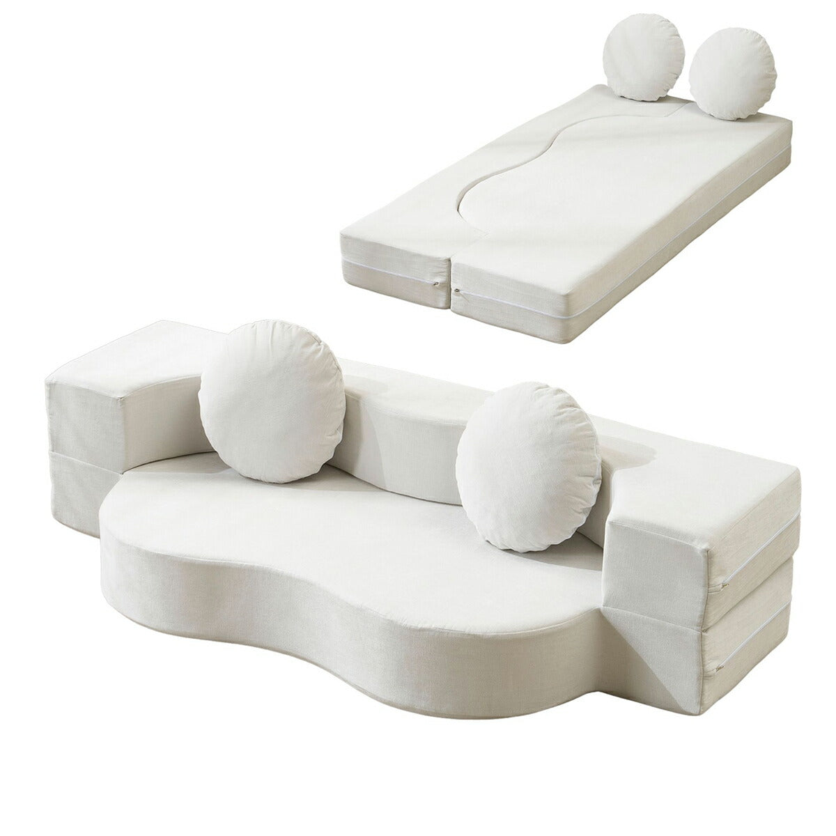 ソファーベッド カウチソファ 2人掛けソファ ソファ ソファー 折りたたみ 2人掛け ローソファ コンパクト ソファベッド リクライニング 2人掛け ローソファー カウチソファー リビングソファ ホワイト 韓国風 完成品