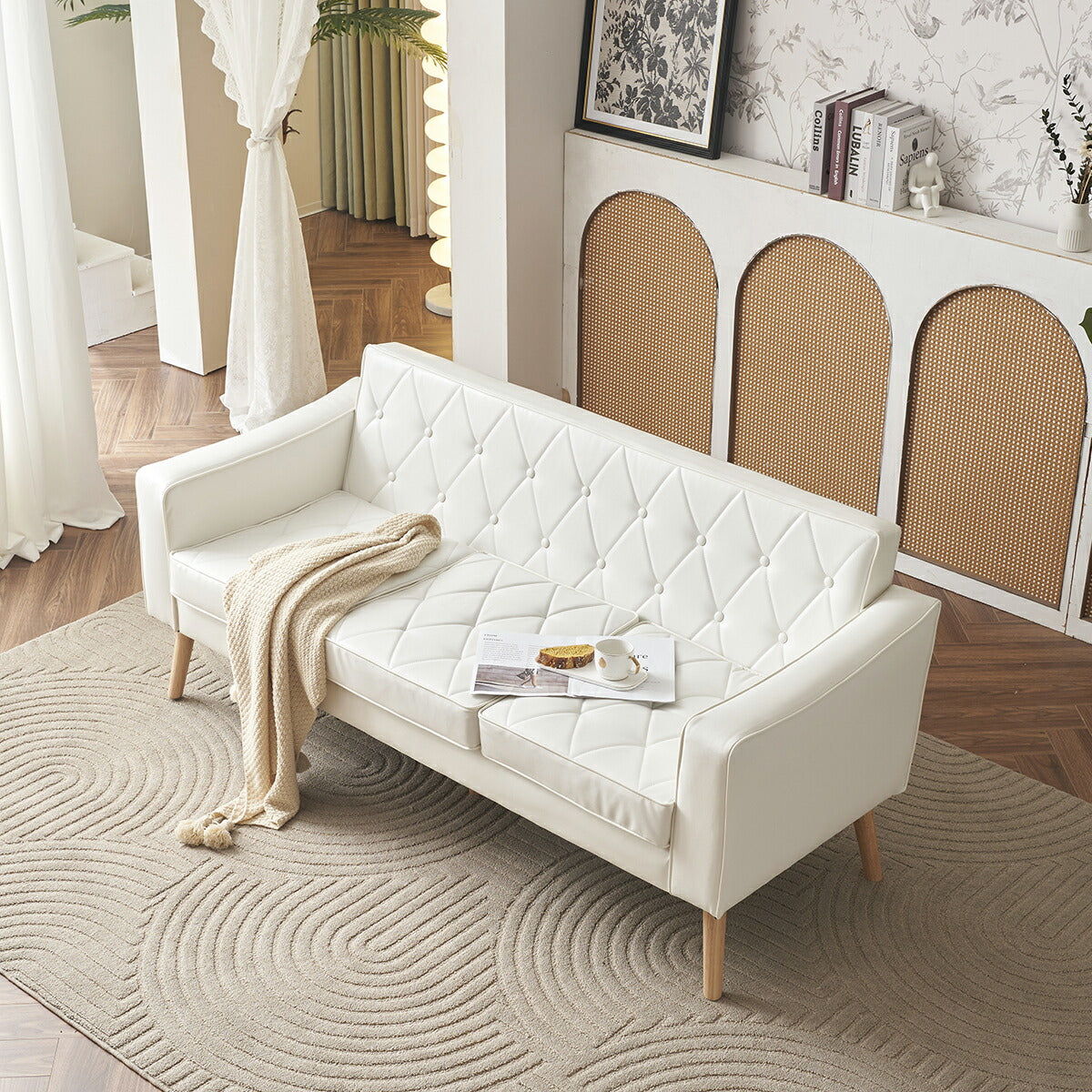 ソファ ソファー 2人掛けソファ 2人掛けソファー 3人掛け 3P 3人掛け ヴィンテージ ローソファー コンパクトソファー リビング リビングソファ レザーソファ レザー 合皮 シンプル リビング 一人暮らし ワンルーム 白 ホワイト 韓国風 北欧