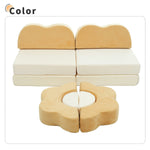 ソフトブロック アスレチック クッション 遊具 子供用 室内 大型 キッズスペース 滑り台 布製 おもちゃ ベージュ×イエロー 幼児 保育園向け 多機能 自由組合 アスレチック ブロック 玩具 室内 遊具 子供 こども