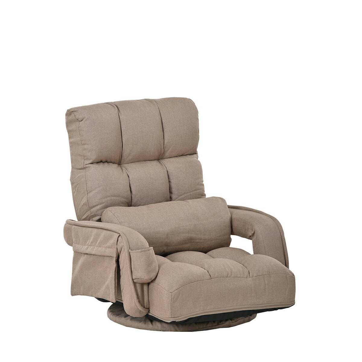 座椅子 回転式 肘掛け ハイバック 座いす リクライニング 1人掛けソファー リクライニングチェアー フロアチェア リビングチェア リラックスチェア 折りたたみ ファブリック 座イス フロア ソファ