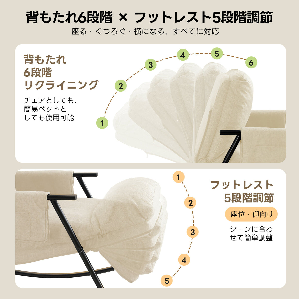 ロッキングチェア リラックス 1人掛け 幅62cm おしゃれ 北欧 モダン パーソナルチェアー リラックスチェア ハイバックチェア 一人掛け ソファ 大人用 疲れない いす 寝室用 客間用 北欧風 組み立て簡単 屋内 屋外 兼用 通気性よい 7日内出荷