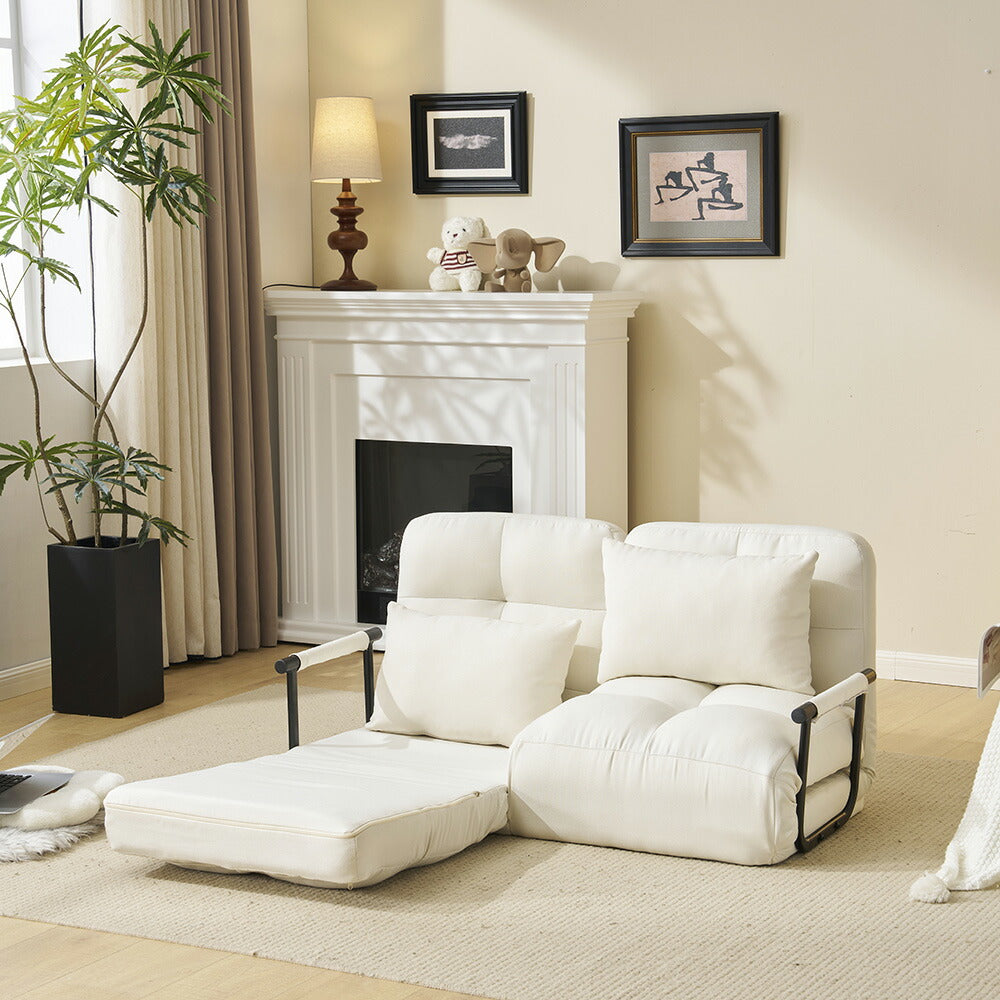 ソファベッド 折りたたみ 3WAY カウチソファー 一人掛け 二人掛け リクライニング フロアソファ 肘付き ファブリック生地 調節可能 背もたれ ふわふわ クッション 一人暮らし コンパクト 組立品 7日内出荷