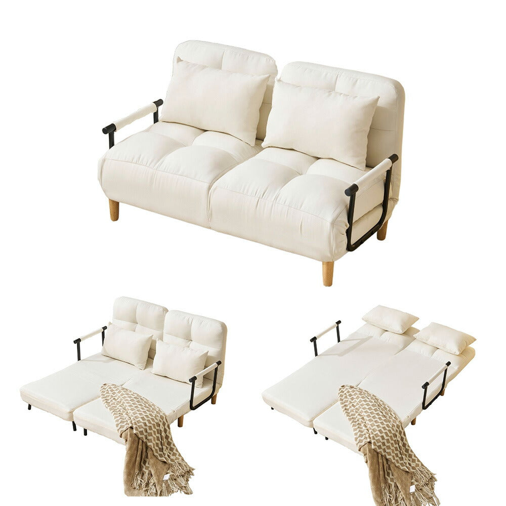 ソファベッド 折りたたみ 3WAY カウチソファー 一人掛け 二人掛け リクライニング フロアソファ 肘付き ファブリック生地 調節可能 背もたれ ふわふわ クッション 一人暮らし コンパクト 組立品 7日内出荷