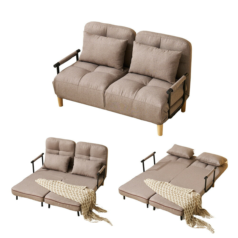 ソファベッド 折りたたみ 3WAY カウチソファー 一人掛け 二人掛け リクライニング フロアソファ 肘付き ファブリック生地 調節可能 背もたれ ふわふわ クッション 一人暮らし コンパクト 組立品 7日内出荷
