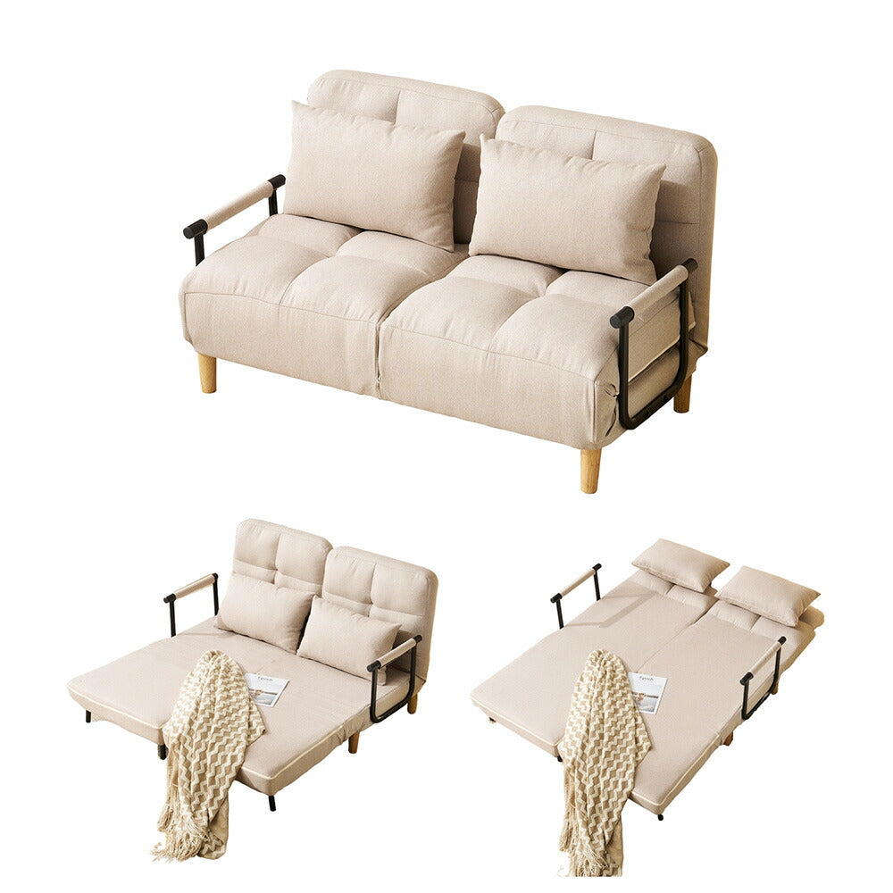 ソファベッド 折りたたみ 3WAY カウチソファー 一人掛け 二人掛け リクライニング フロアソファ 肘付き ファブリック生地 調節可能 背もたれ ふわふわ クッション 一人暮らし コンパクト 組立品 7日内出荷