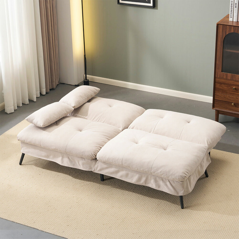 ソファベッド ソファ ベッド 2人掛け 幅182cm リクライニングソファ 背もたれ6段階 枕付き コンパクト 分割式 2WAY 来客用 事務室 サロン 一人暮らし 省スペース 組立簡単 脚取り外し可能 7日内出荷