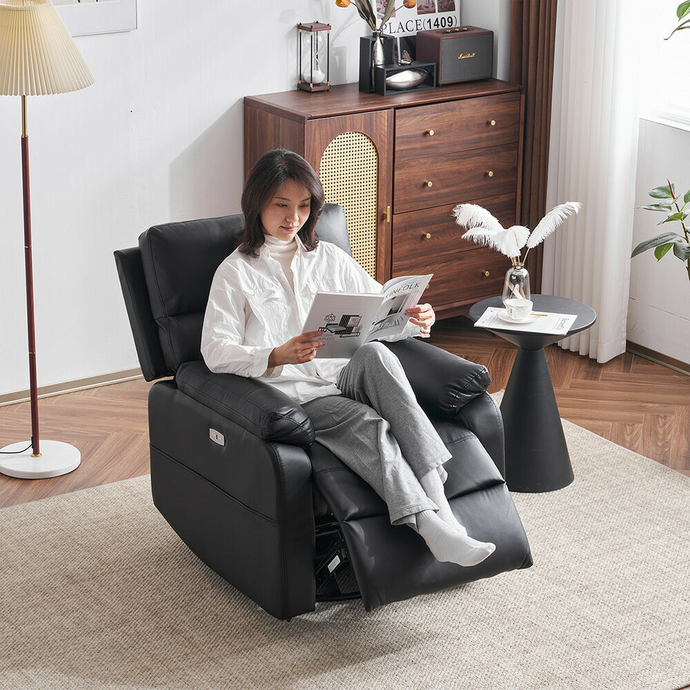 リクライニングソファー 1人掛け 165度調整可能 オットマン一体型 パーソナルチェア PUレザー 収納ポケット付き 耐圧分散 コンパクト 一人暮らし ゲーミングソファー おしゃれ 7日内出荷