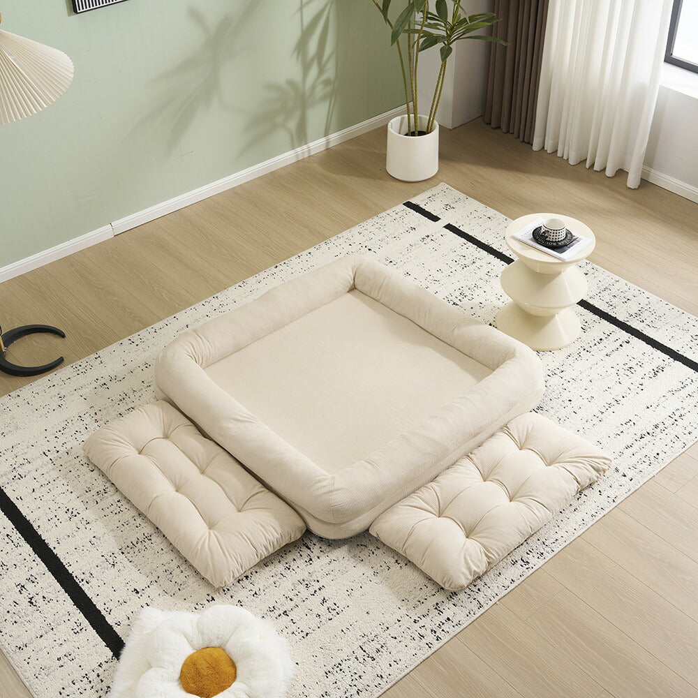 ソファーベッド 2人掛け 座椅子 ローソファ 3WAY 6段階リクライニング 折りたたみ コンパクト フロアソファ 圧力分散 包み込まれる 耐荷重150kg 7日内出荷